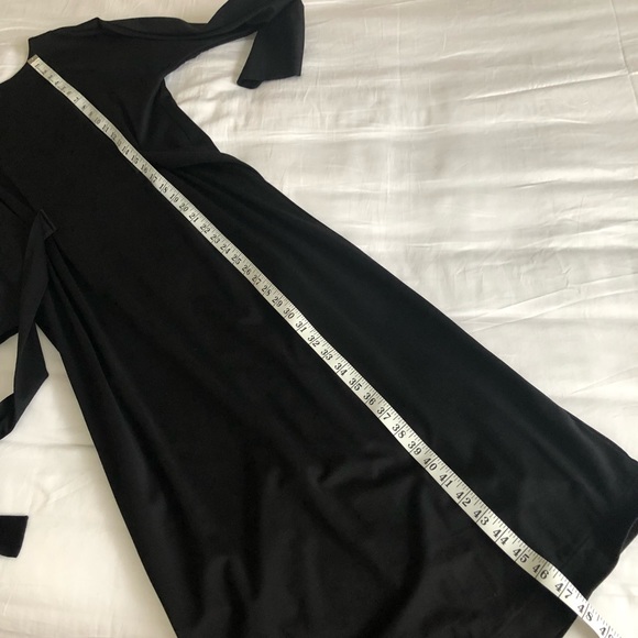 Massimo Dutti Long Black Dolman Sleeve Dress with Waist Ties - Picture 9 of 10